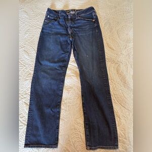American Eagle Outfitters Dark Blue Denim Jeans with Leather Patch